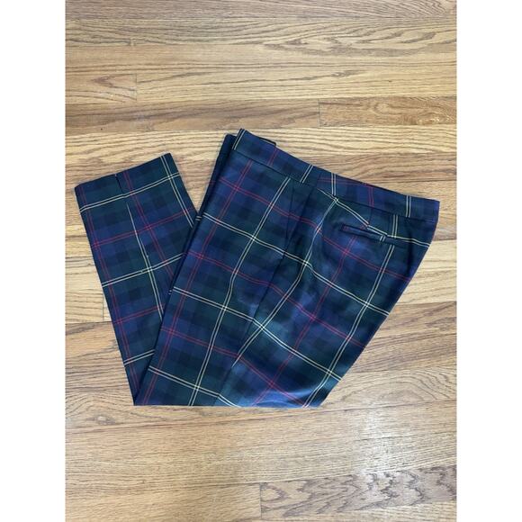 Talbots Women Pants 16p Black Red Green Wool Blend Hampshire Ankle Plaid Preppy - Picture 4 of 8